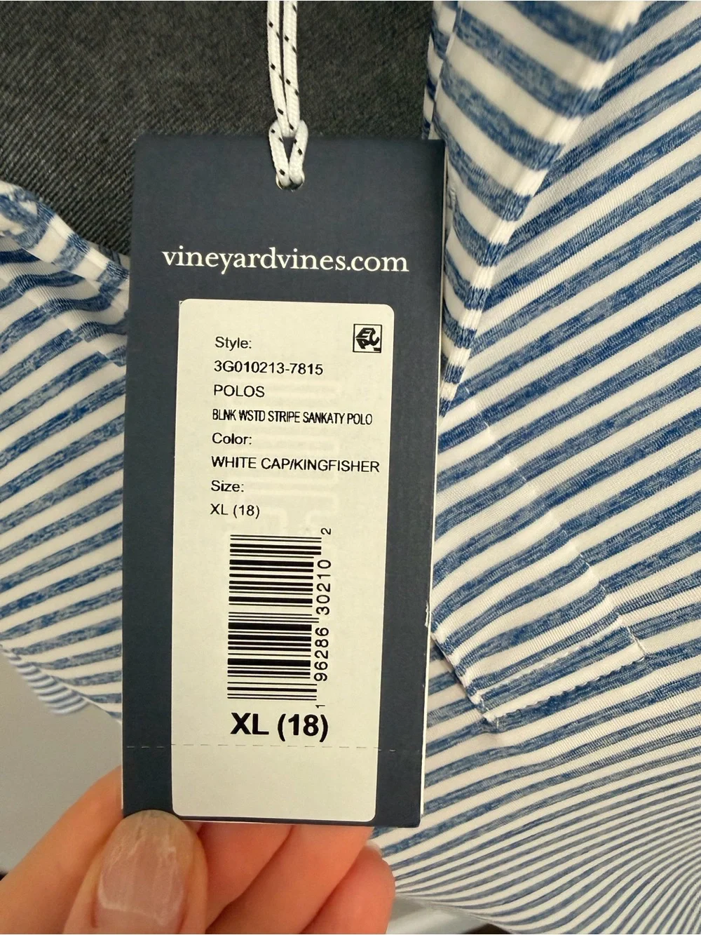 Vineyard Vines Short Sleeve Polo - Blue & White Striped